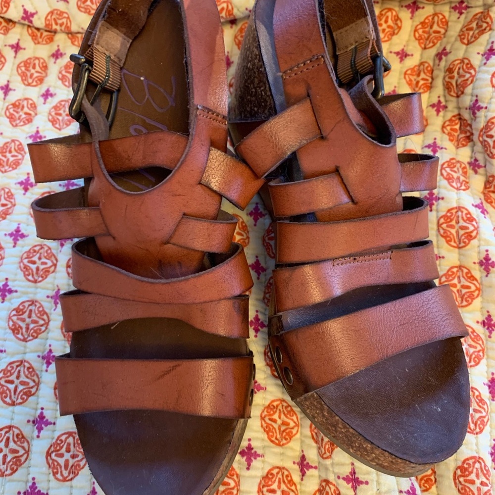 Blowfish Malibu Brown Leather Wedges